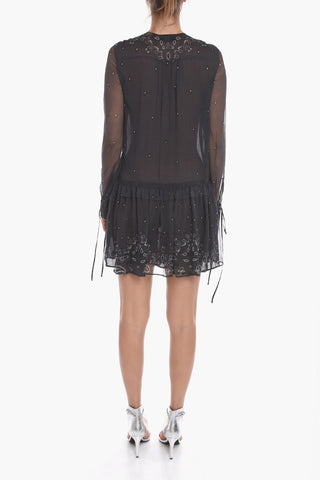 Silk Chiffon Dress with Paisley Motif