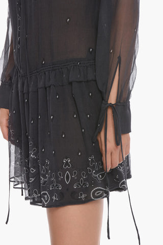 Silk Chiffon Dress with Paisley Motif