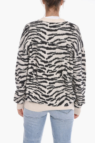 Cardigan in Misto Cashmere con Motivo Animalier