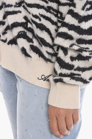 Cardigan in Misto Cashmere con Motivo Animalier