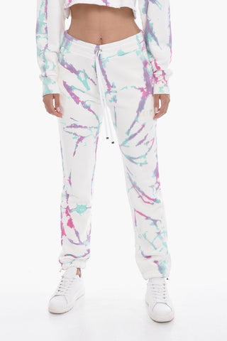 Joggers Tie Dye in Cotone Garzato con Logo Velour