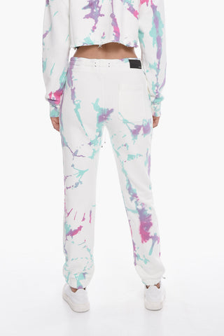 Joggers Tie Dye in Cotone Garzato con Logo Velour