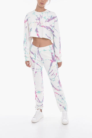 Joggers Tie Dye in Cotone Garzato con Logo Velour