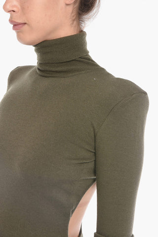 Wool Blend Sweather with Turtleneck and Cut Out Detailing