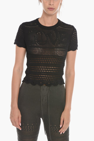 Silk Blend LOVE Crochet T-Shirt