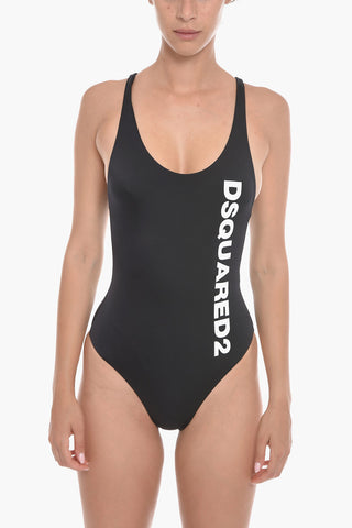 Printed Logo Cotton Blend Swimsuit