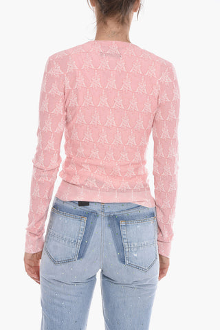 Cardigan in Cotone Stretch con Motivo Monogram