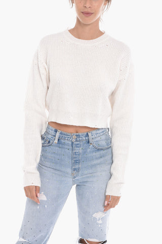Maglia Crop in Misto Cashmere a Costine
