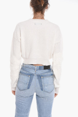 Ribbed Cashmere Blend Cropped Fit Sweater