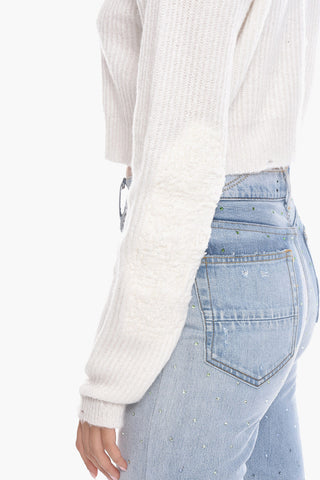 Ribbed Cashmere Blend Cropped Fit Sweater