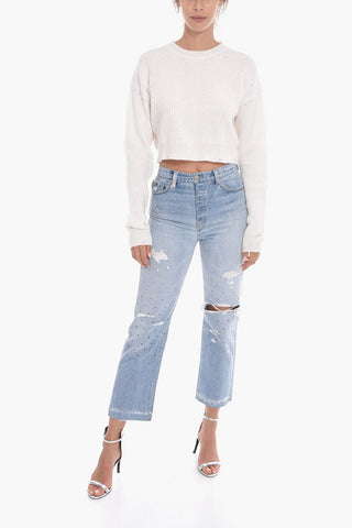 Maglia Crop in Misto Cashmere a Costine