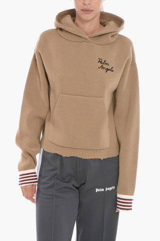 Virgin-wool Hooded Sweater with Logo Embroidery