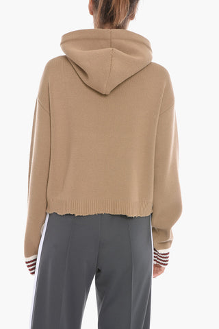 Virgin-wool Hooded Sweater with Logo Embroidery
