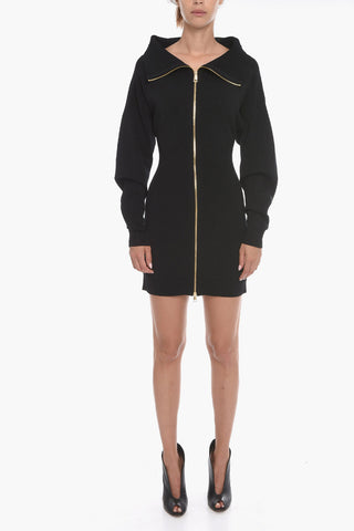 Knit Off-shoulder Dress with Zip Fastening