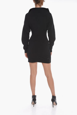 Knit Off-shoulder Dress with Zip Fastening