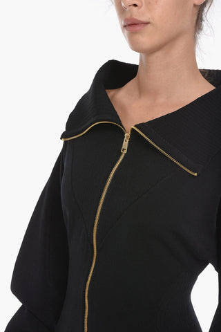Knit Off-shoulder Dress with Zip Fastening