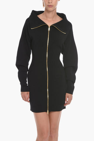 Knit Off-shoulder Dress with Zip Fastening