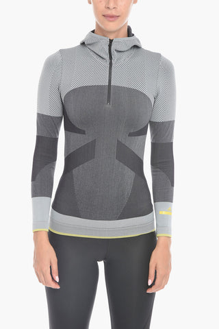 ADIDAS Seamless Hoodie Sweatshirt with Half-zip