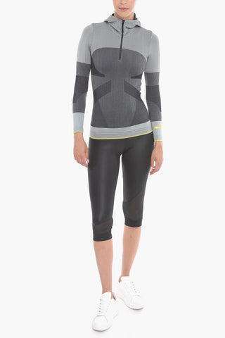 ADIDAS Seamless Hoodie Sweatshirt with Half-zip