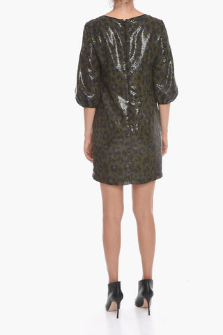 BOUTIQUE Abito in Paillettes con Maniche a 3/4 e Motivo Animalier
