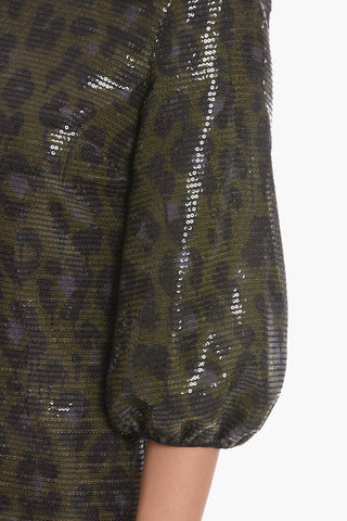 BOUTIQUE Abito in Paillettes con Maniche a 3/4 e Motivo Animalier
