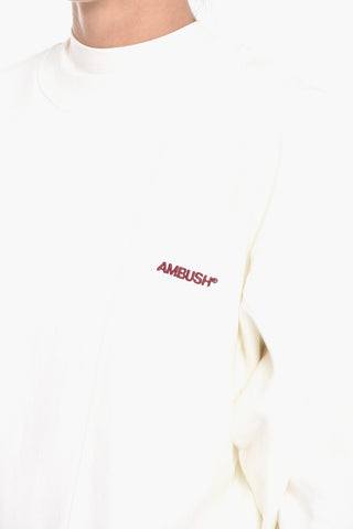 Fleeced-cotton Asymmetric Creweneck Sweatshirt with Logo Embroidery