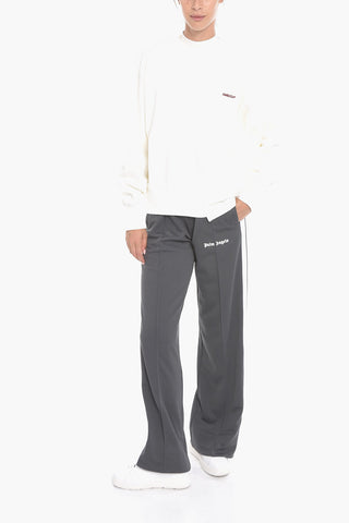 Fleeced-cotton Asymmetric Creweneck Sweatshirt with Logo Embroidery