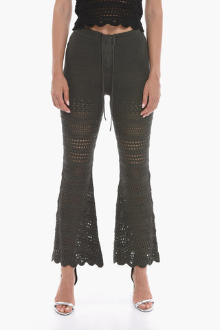Crochet Silk Blend Flared Fit Pants