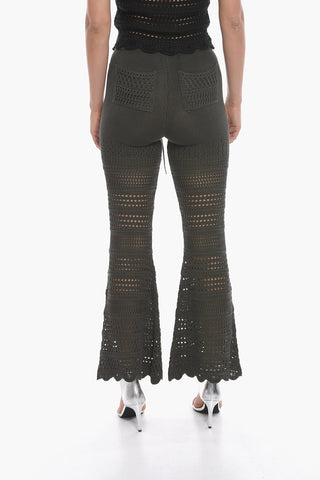 Crochet Silk Blend Flared Fit Pants