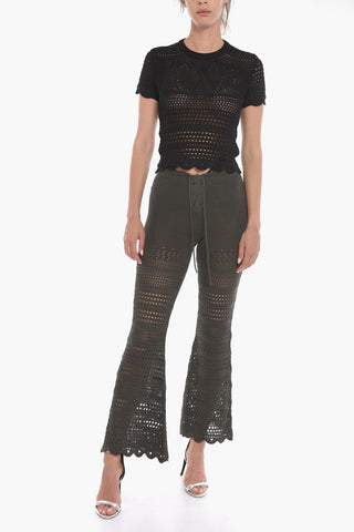 Crochet Silk Blend Flared Fit Pants