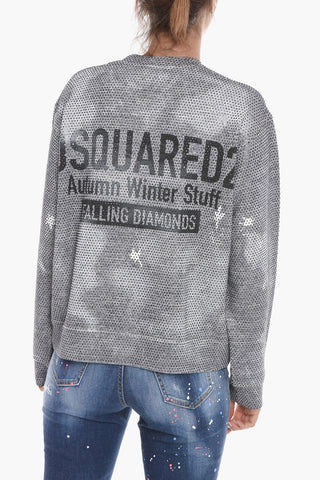 Oversized FALLING DIAMONDS Sweatshirt with Rhinestones