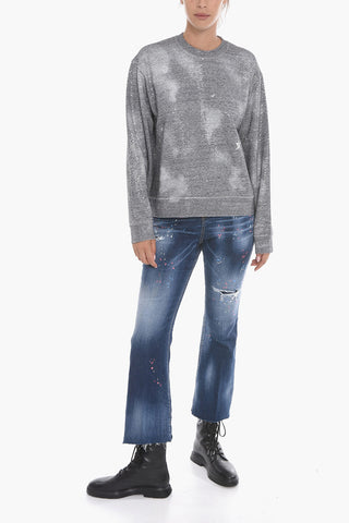 Oversized FALLING DIAMONDS Sweatshirt with Rhinestones