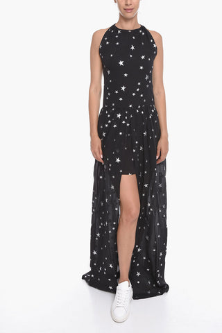 Silk Blend Halter Dress with Lurex Motif