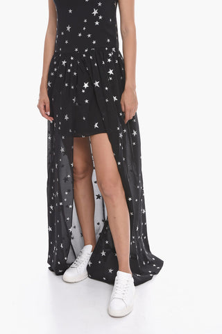 Silk Blend Halter Dress with Lurex Motif