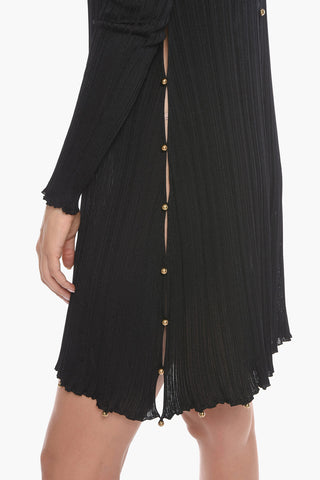 Vestito Midi a Maniche Lunghe con Dettagli Cut-out