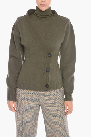Virgin Wool Cardigan with Side Fastening