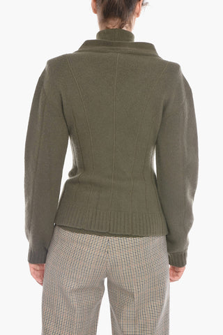 Cardigan in Lana Vergine con Chiusura Laterale