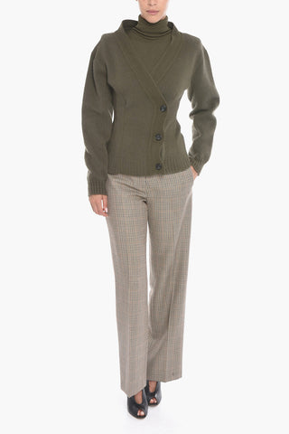 Cardigan in Lana Vergine con Chiusura Laterale