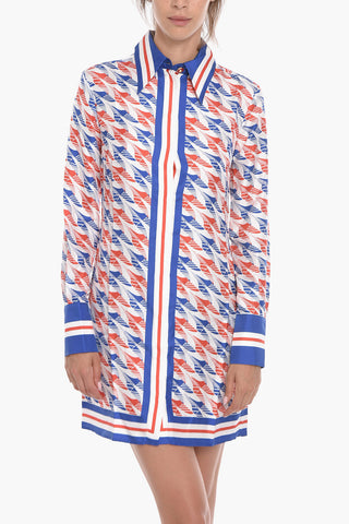 Silk Shirt Dress with Multicolored Pattern