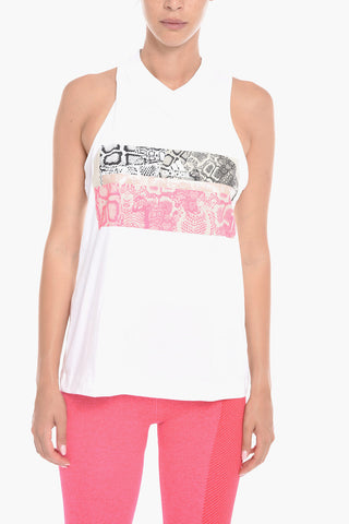 ADIDAS Tank Top with Logo Print and Cut Out Detailing