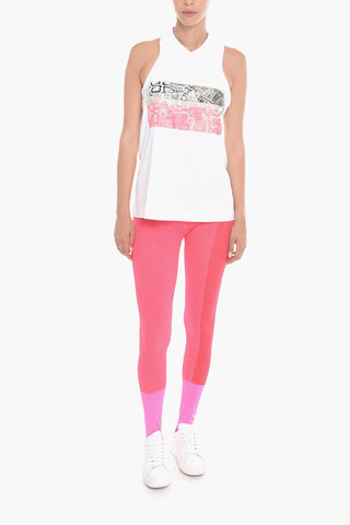 ADIDAS Tank Top with Logo Print and Cut Out Detailing