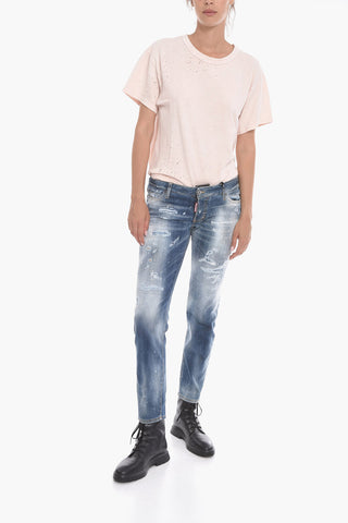 Jeans JENNIFER Distressed con Effetto Stone Wash 16cm