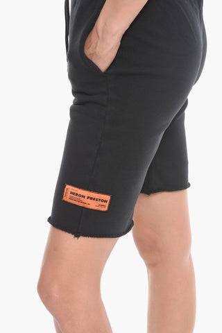 Brushed-cotton WARPED Sweatshorts with Logo Print