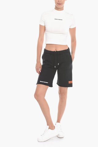 Brushed-cotton WARPED Sweatshorts with Logo Print