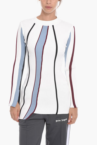 Ribbed Asymmetric Crewneck Sweater