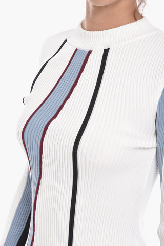 Ribbed Asymmetric Crewneck Sweater