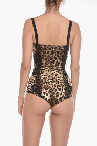 Silk-blend Leopard Bodysuit with Lace Detailing