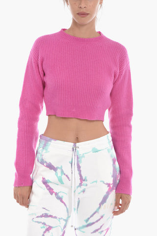 Maglia Crop in Misto Cashmere a Costine
