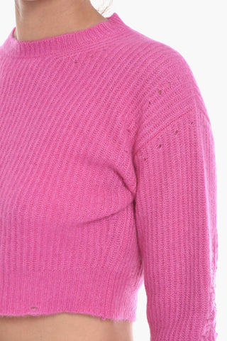 Maglia Crop in Misto Cashmere a Costine