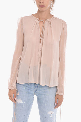 Silk Chiffon Tie Neck Blouse